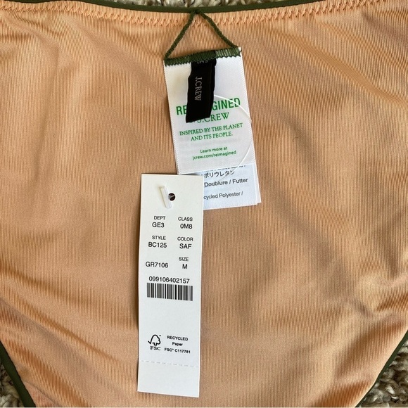 NWT J. Crew Safari Green Curved Waist Cheeky Bikini Bottoms Minimalist Sz M - Picture 11 of 13